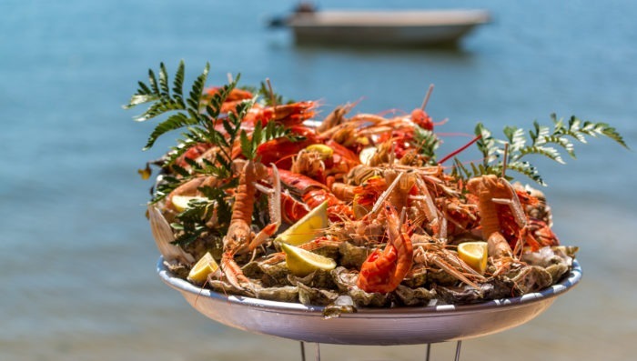 Cap Ferret (France), seafood tray at the edge of the Arcachon bay